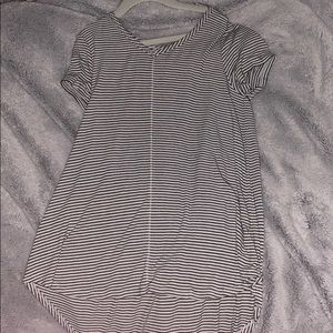 black and white striped top.